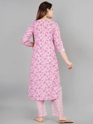 pink printed straight kurta - 18407812 - Standard Image - 4