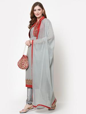 grey churidaar suit unstitched suit - 18407971 - Standard Image - 3