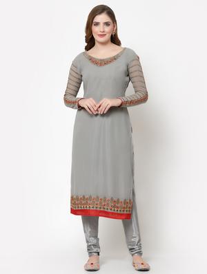 grey churidaar suit unstitched suit - 18407971 - Standard Image - 5