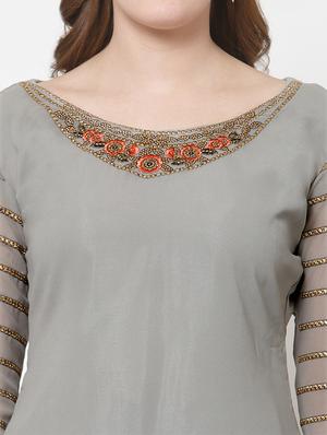 grey churidaar suit unstitched suit - 18407971 - Standard Image - 6