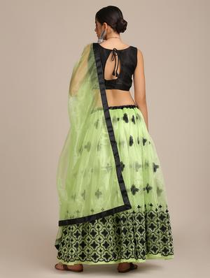 green net flared lehenga - 18408081 - Standard Image - 4