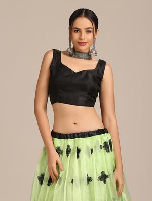 green net flared lehenga - 18408081 - Standard Image - 5