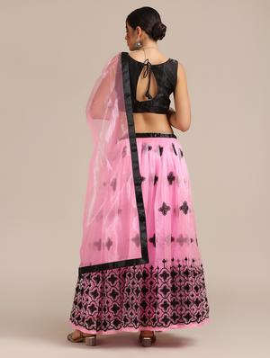 pink net flared lehenga - 18408082 - Standard Image - 4