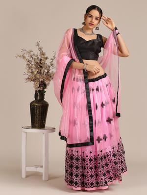 pink net flared lehenga - 18408082 - Standard Image - 5