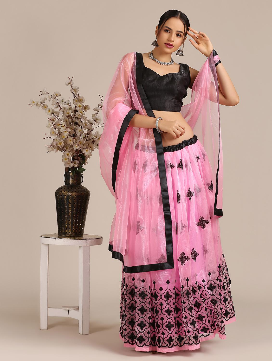 pink net flared lehenga - 18408082 - Zoom Image - 5