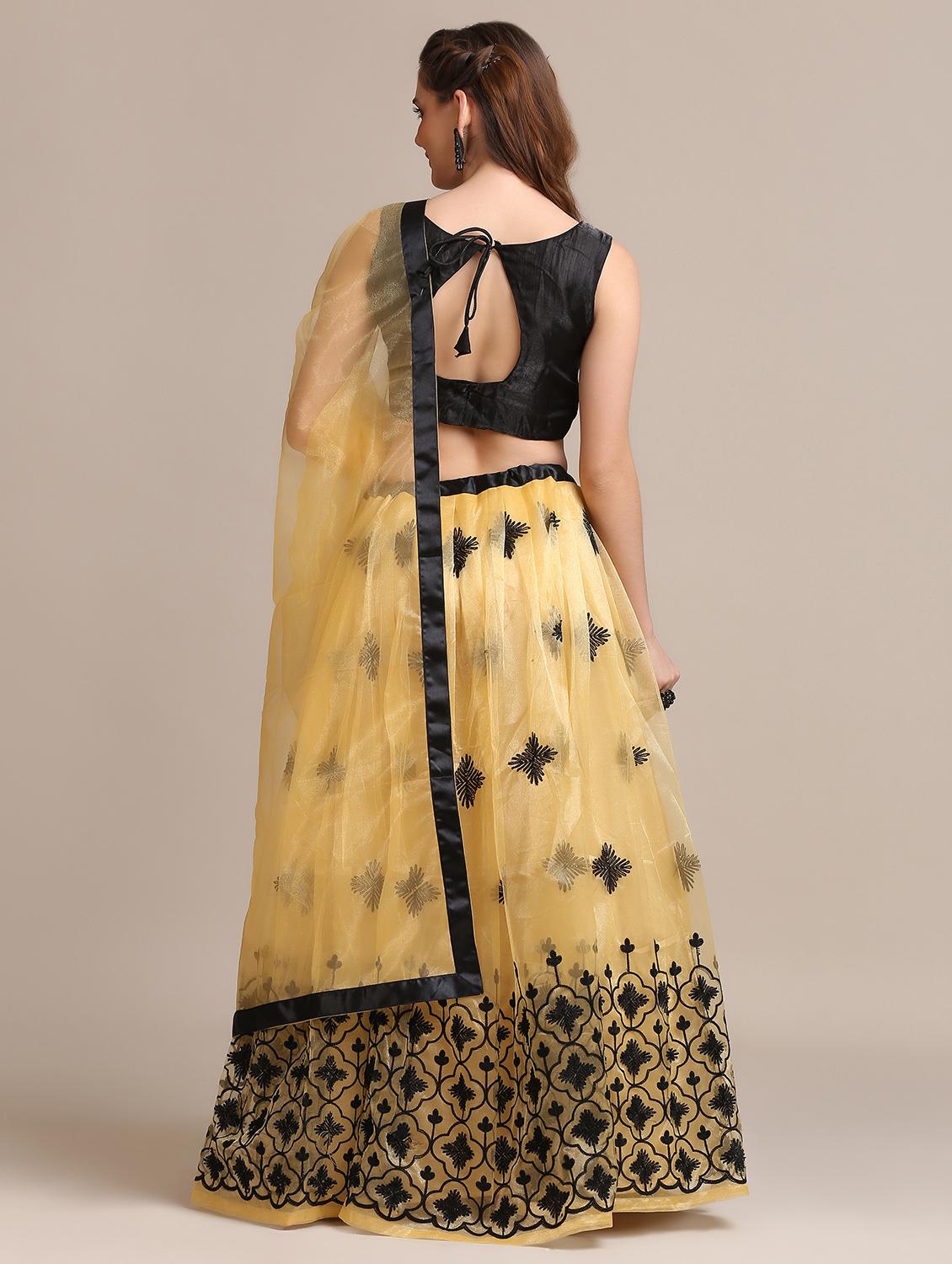 beige net flared lehenga - 18408084 - Zoom Image - 4