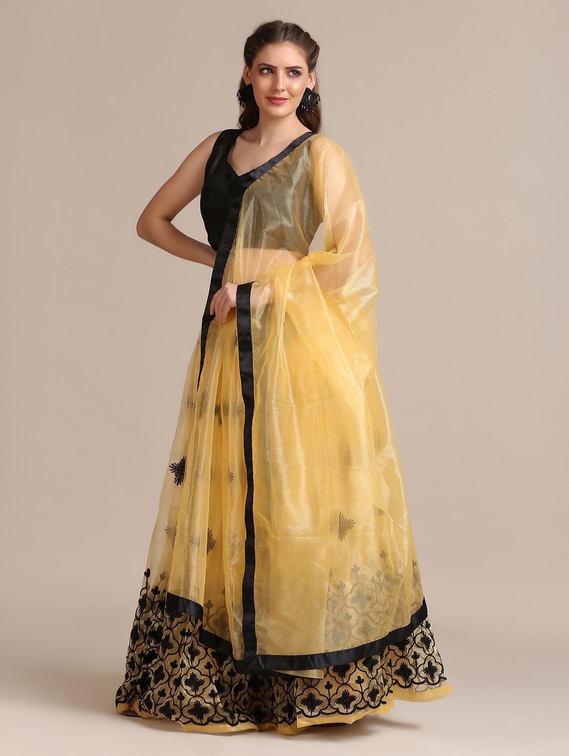 beige net flared lehenga - 18408084 - Zoom Image - 5