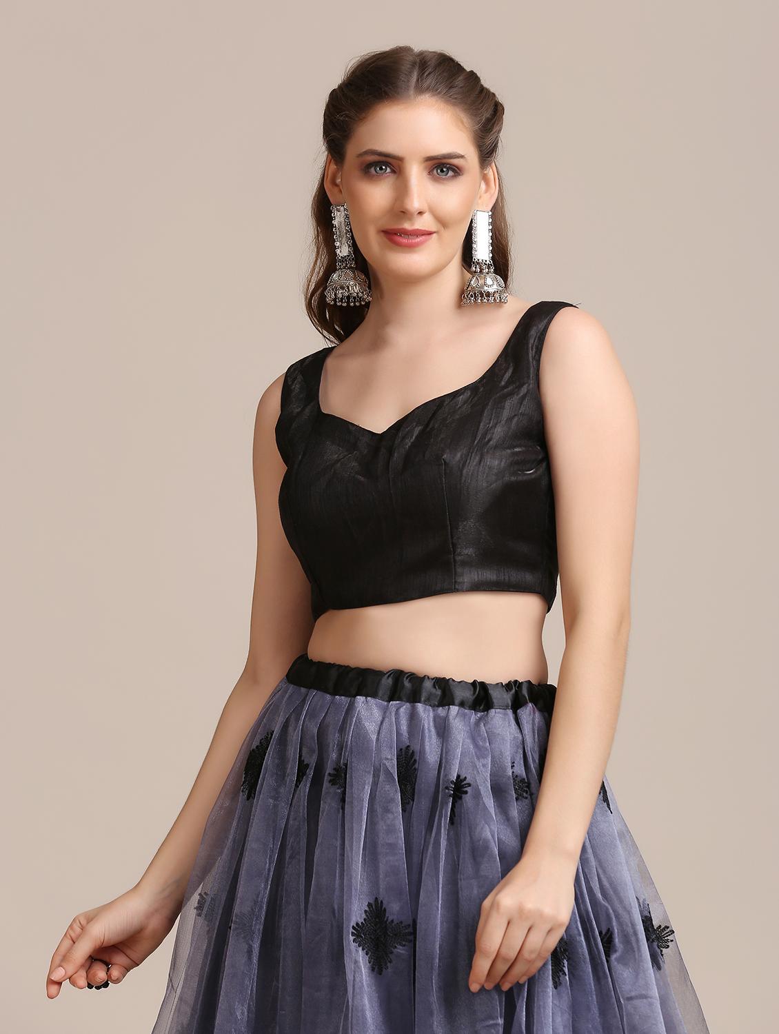 grey net flared lehenga - 18408085 - Zoom Image - 5