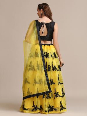 yellow net flared lehenga - 18408087 - Standard Image - 3