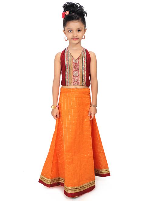 red embroidered lehnga choli - 18408334 - Standard Image - 1