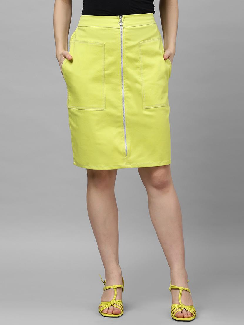 green cotton aline skirts - 18408559 - Zoom Image - 1