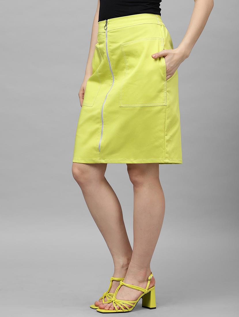 green cotton aline skirts - 18408559 - Zoom Image - 2