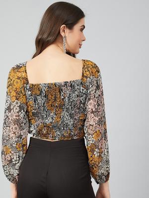long sleeved printed crop top - 18408854 - Standard Image - 3
