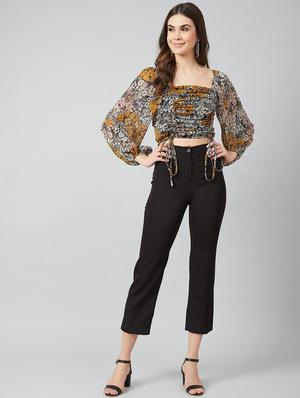long sleeved printed crop top - 18408854 - Standard Image - 4