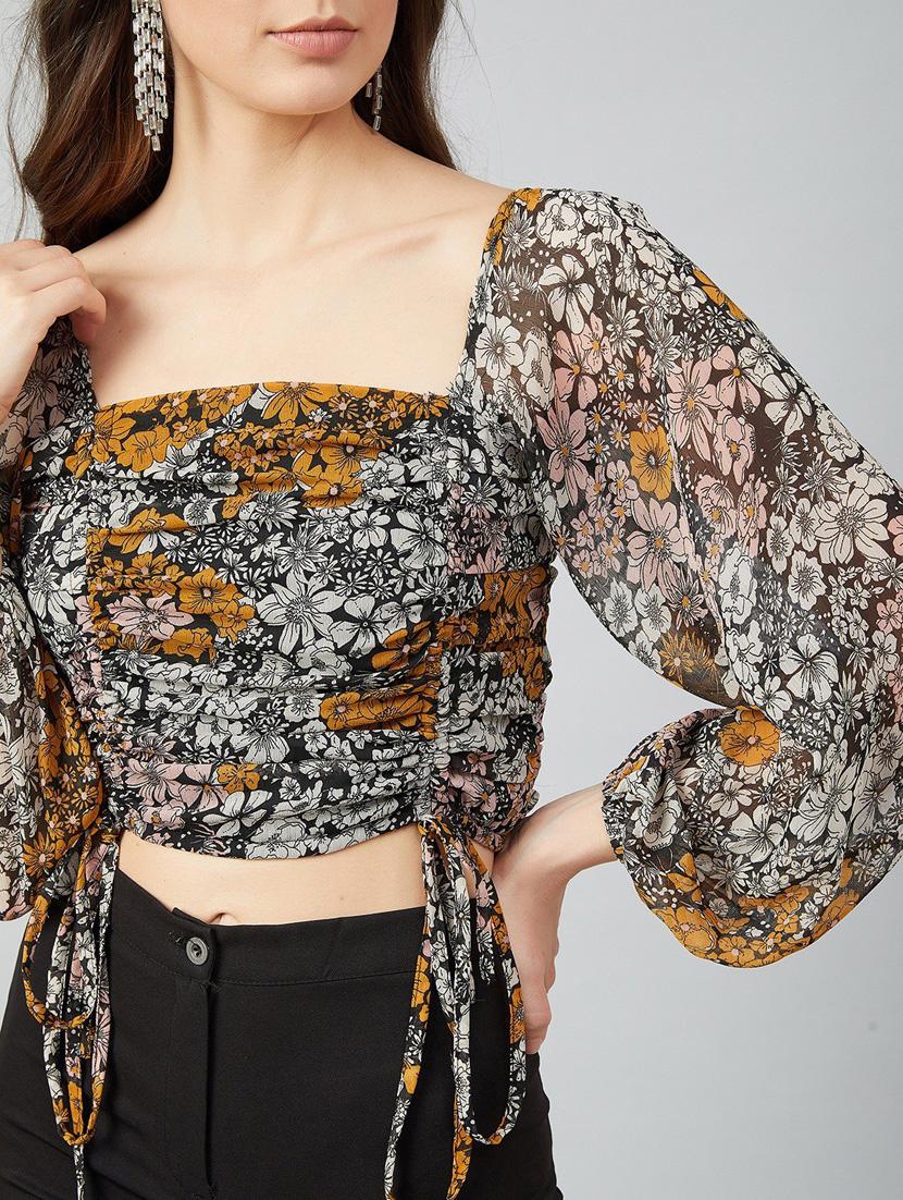 long sleeved printed crop top - 18408854 - Zoom Image - 5