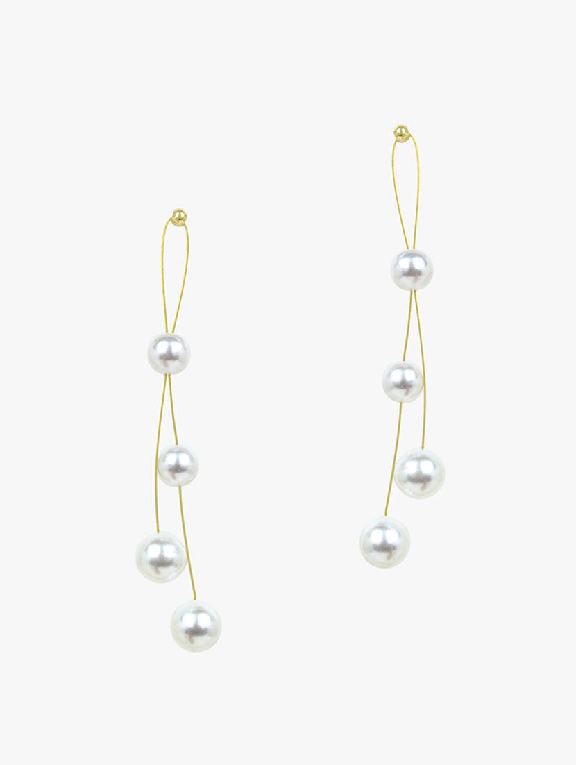 gold metal drop earring - 18409359 - Zoom Image - 2