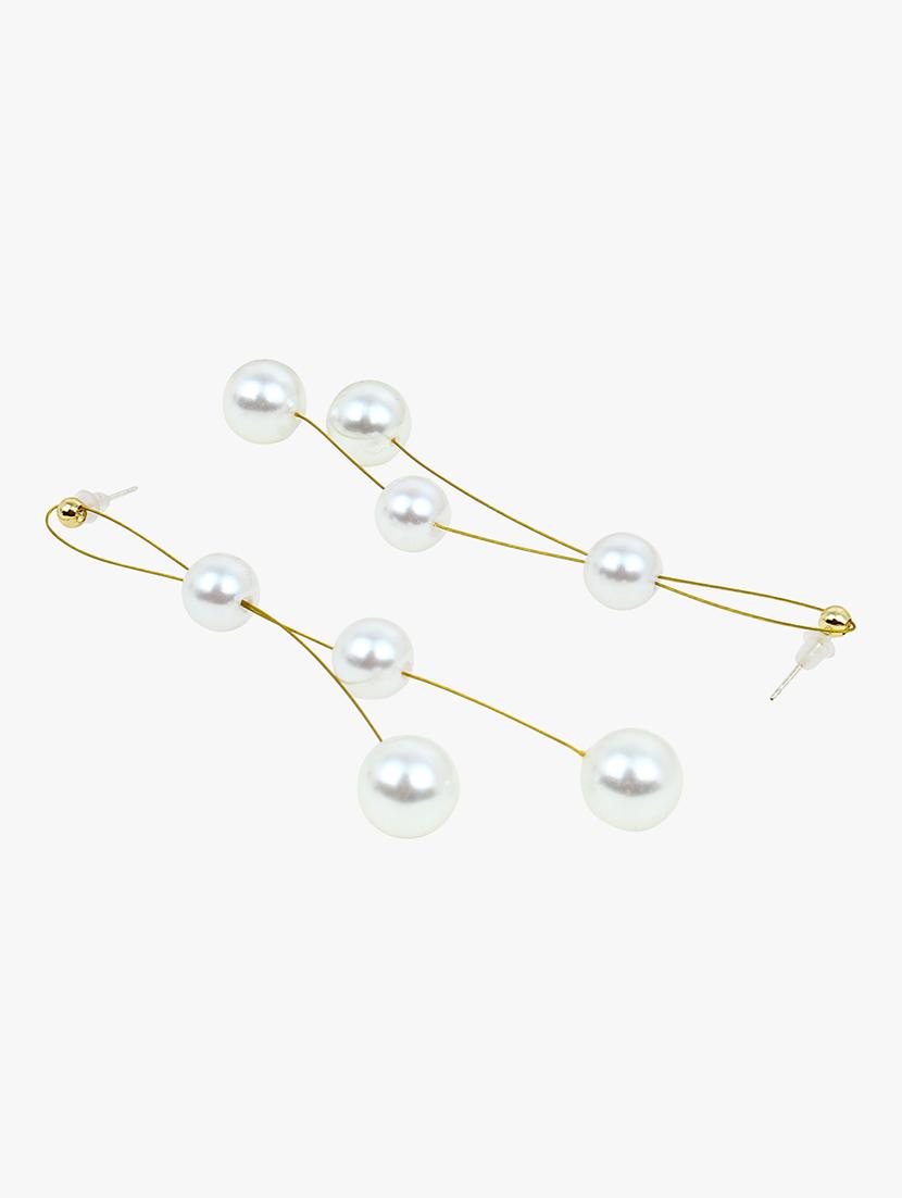 gold metal drop earring - 18409359 - Zoom Image - 3