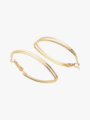 gold metal hoop earring - 18409363 - Standard Image - 3