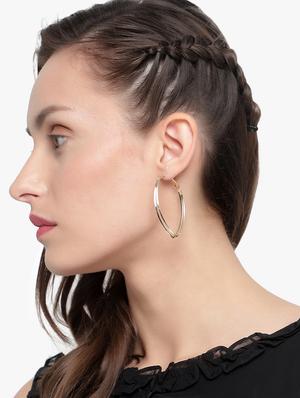 gold metal hoop earring - 18409363 - Standard Image - 4