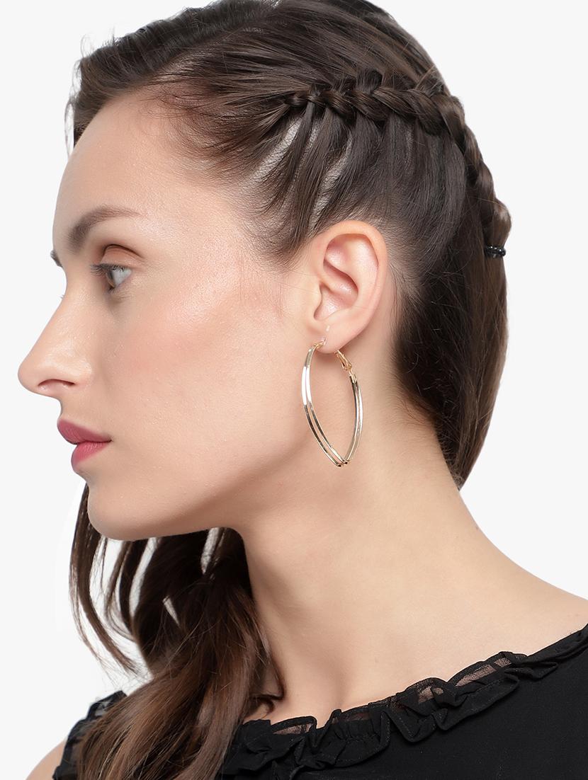 gold metal hoop earring - 18409363 - Zoom Image - 4