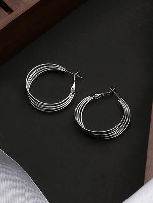 silver metal hoop earring - 18409378 - Standard Image - 2
