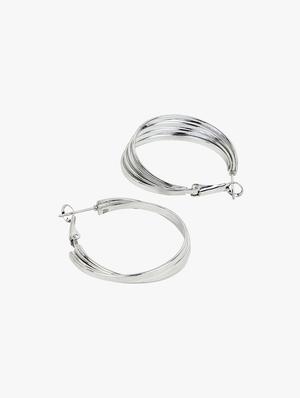 silver metal hoop earring - 18409378 - Standard Image - 3