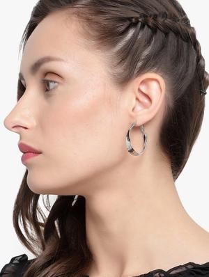 silver metal hoop earring - 18409378 - Standard Image - 4