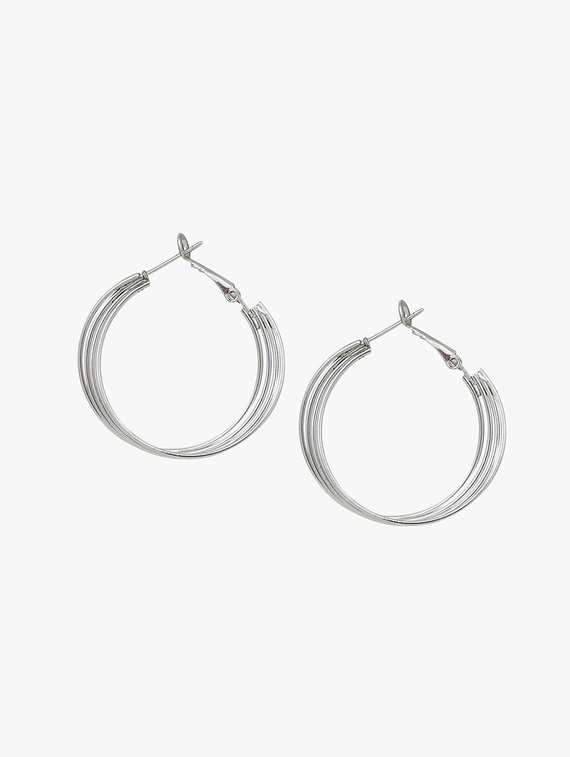 silver metal hoop earring - 18409378 - Zoom Image - 1