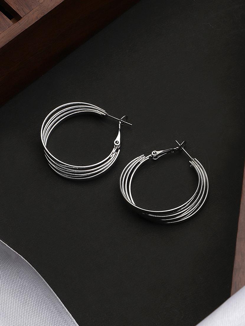 silver metal hoop earring - 18409378 - Zoom Image - 2
