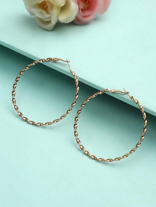 gold metal hoop earring - 18409388 - Standard Image - 1