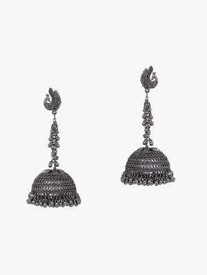 silver metal jhumka earring - 18409398 - Standard Image - 2