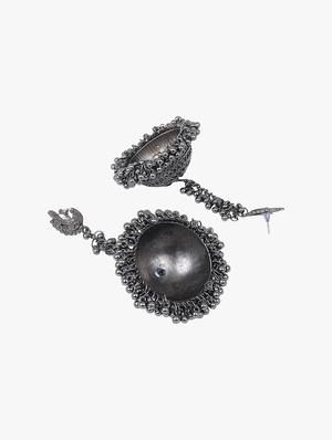 silver metal jhumka earring - 18409398 - Standard Image - 3