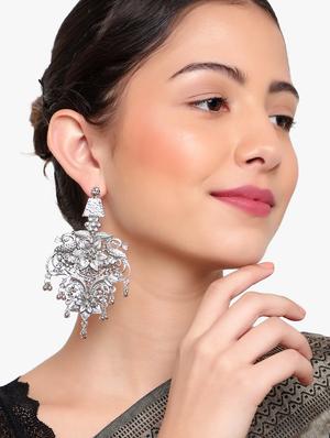 silver metal chandellier earring - 18409400 - Standard Image - 4