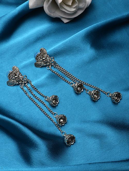 silver metal drop earring - 18409403 - Standard Image - 1