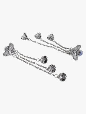 silver metal drop earring - 18409403 - Standard Image - 3