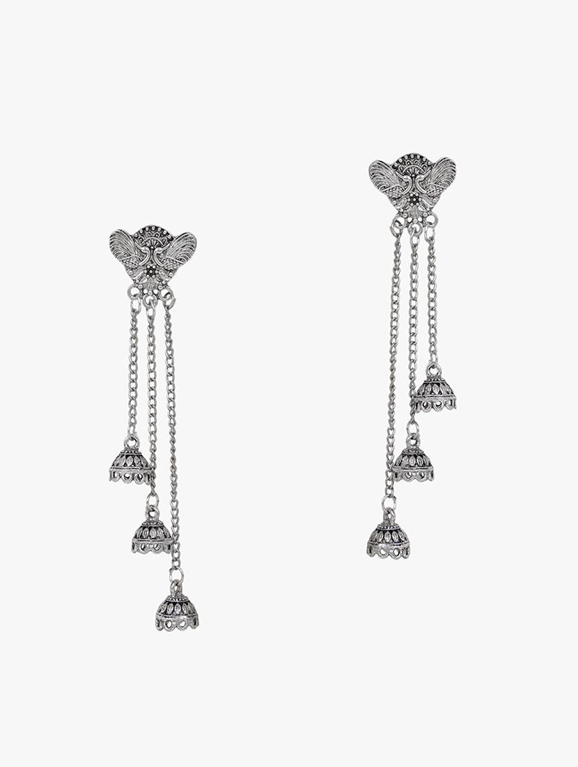 silver metal drop earring - 18409403 - Zoom Image - 2