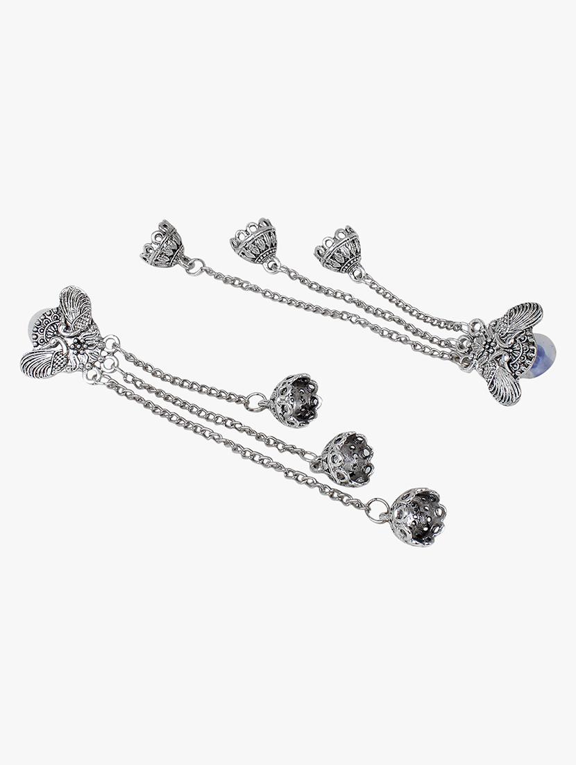 silver metal drop earring - 18409403 - Zoom Image - 3