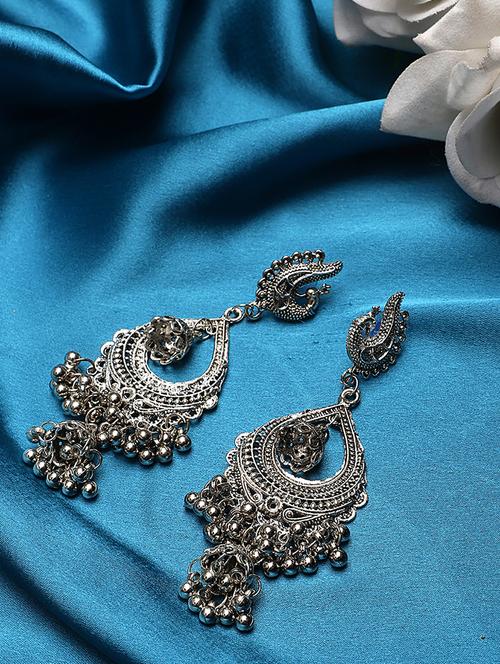 silver metal drop earring - 18409405 - Standard Image - 1