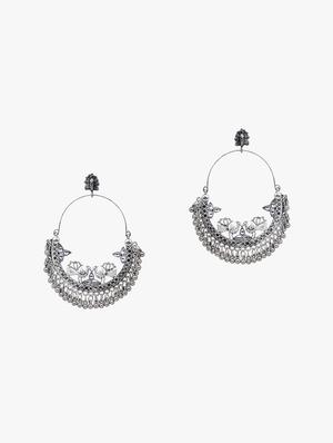 silver metal chandballi earring - 18409406 - Standard Image - 2