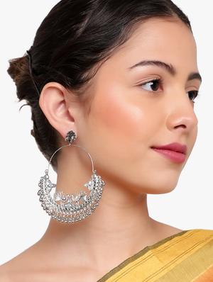 silver metal chandballi earring - 18409406 - Standard Image - 4