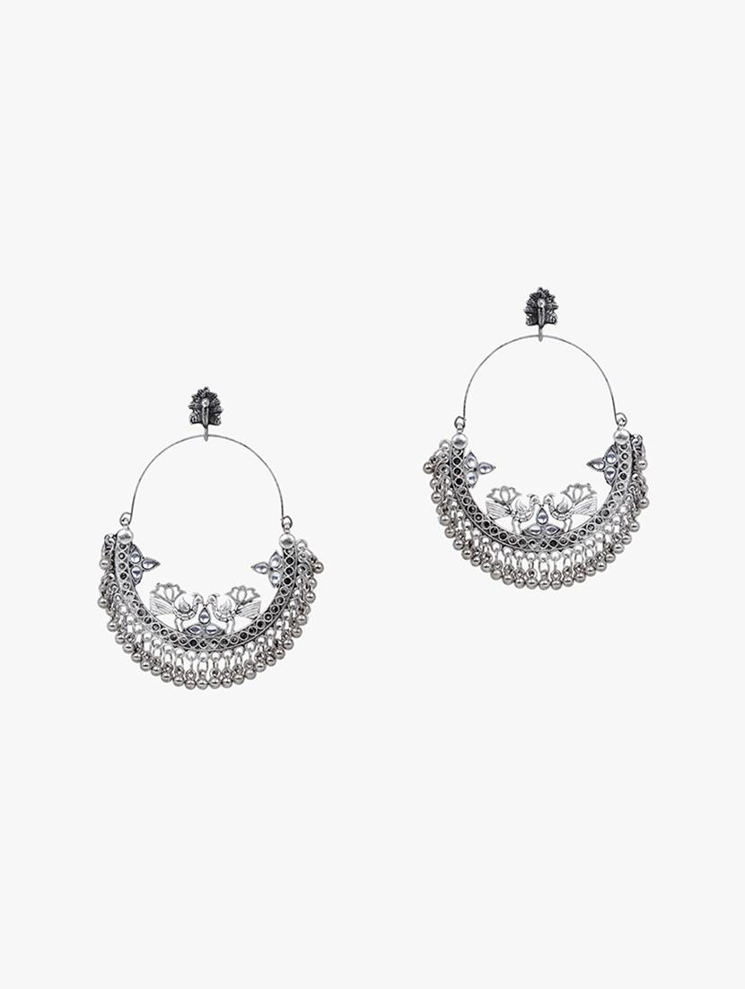 silver metal chandballi earring - 18409406 - Zoom Image - 2