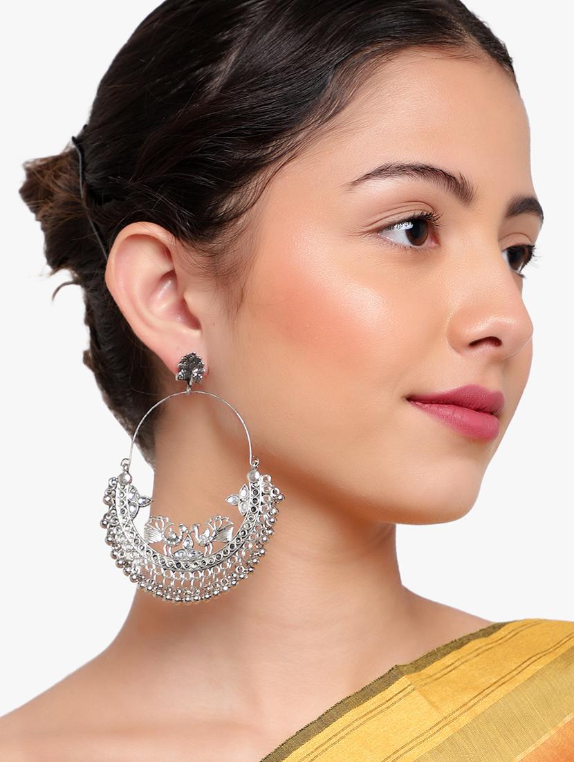 silver metal chandballi earring - 18409406 - Zoom Image - 4