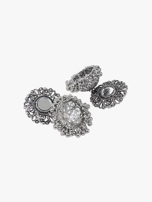 silver metal jhumka earring - 18409409 - Standard Image - 3