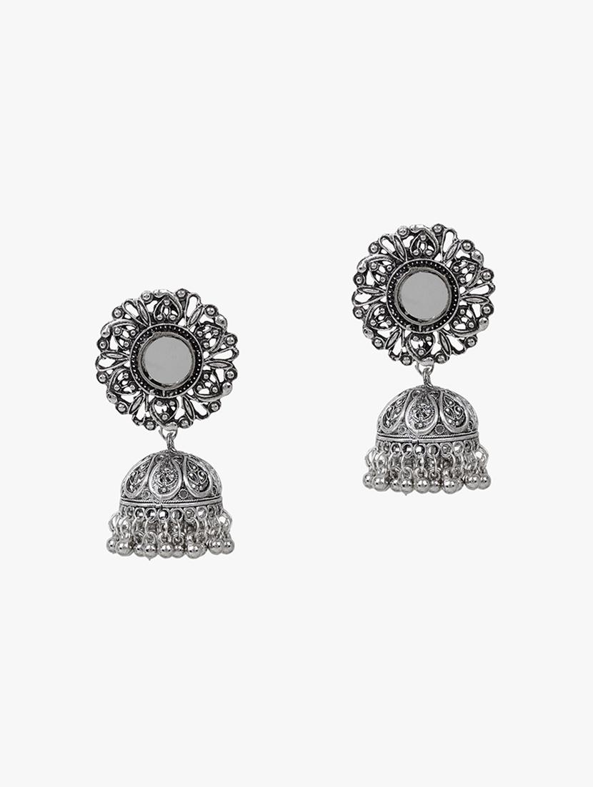 silver metal jhumka earring - 18409409 - Zoom Image - 1