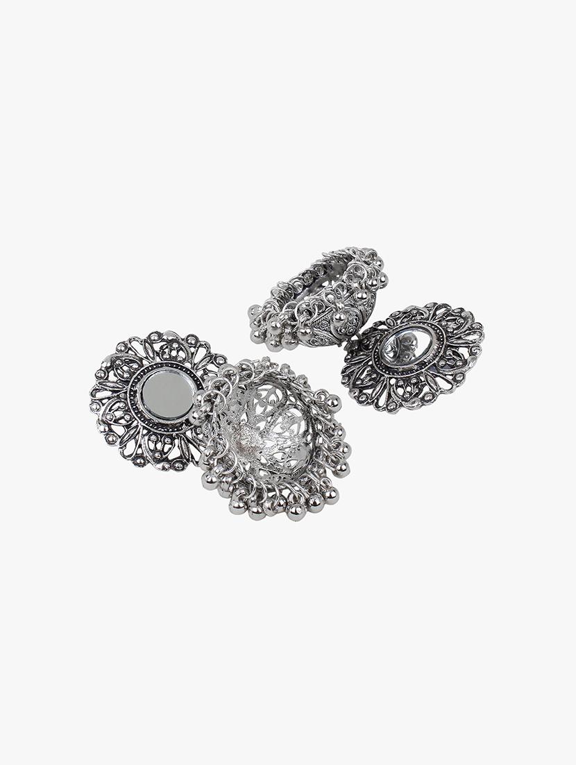 silver metal jhumka earring - 18409409 - Zoom Image - 3