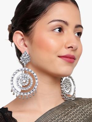 silver metal chandballi earring - 18409413 - Standard Image - 4