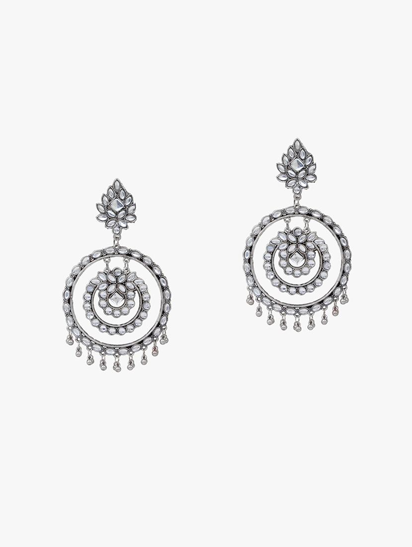silver metal chandballi earring - 18409413 - Zoom Image - 2