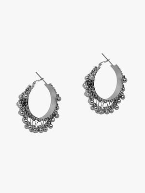 silver metal hoop earring - 18409421 - Standard Image - 3