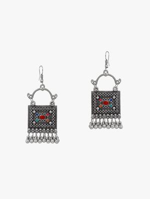 silver metal jhumka earring - 18409424 - Standard Image - 2