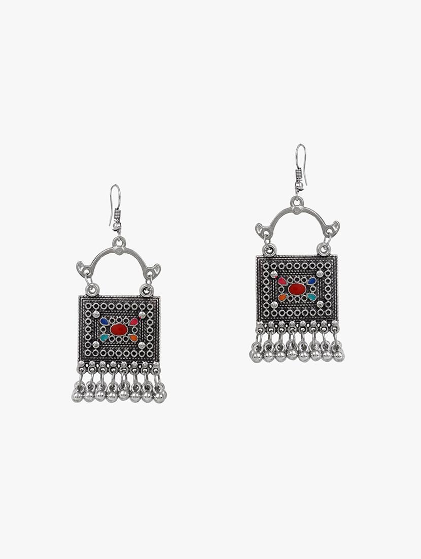 silver metal jhumka earring - 18409424 - Zoom Image - 2